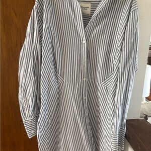 Abercrombie & Fitch Navy and White Striped Button-Up dress